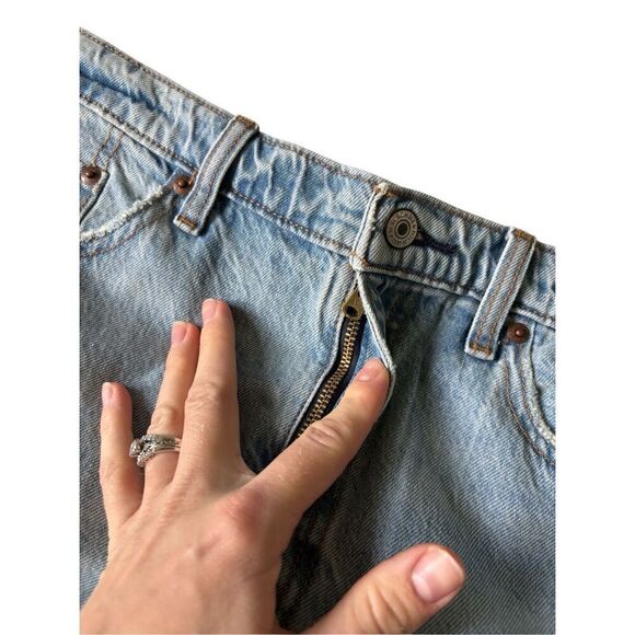 NEW Abercrombie & Fitch High Rise Denim Skirt size 14 Petite Light Wash Blue - Picture 11 of 11